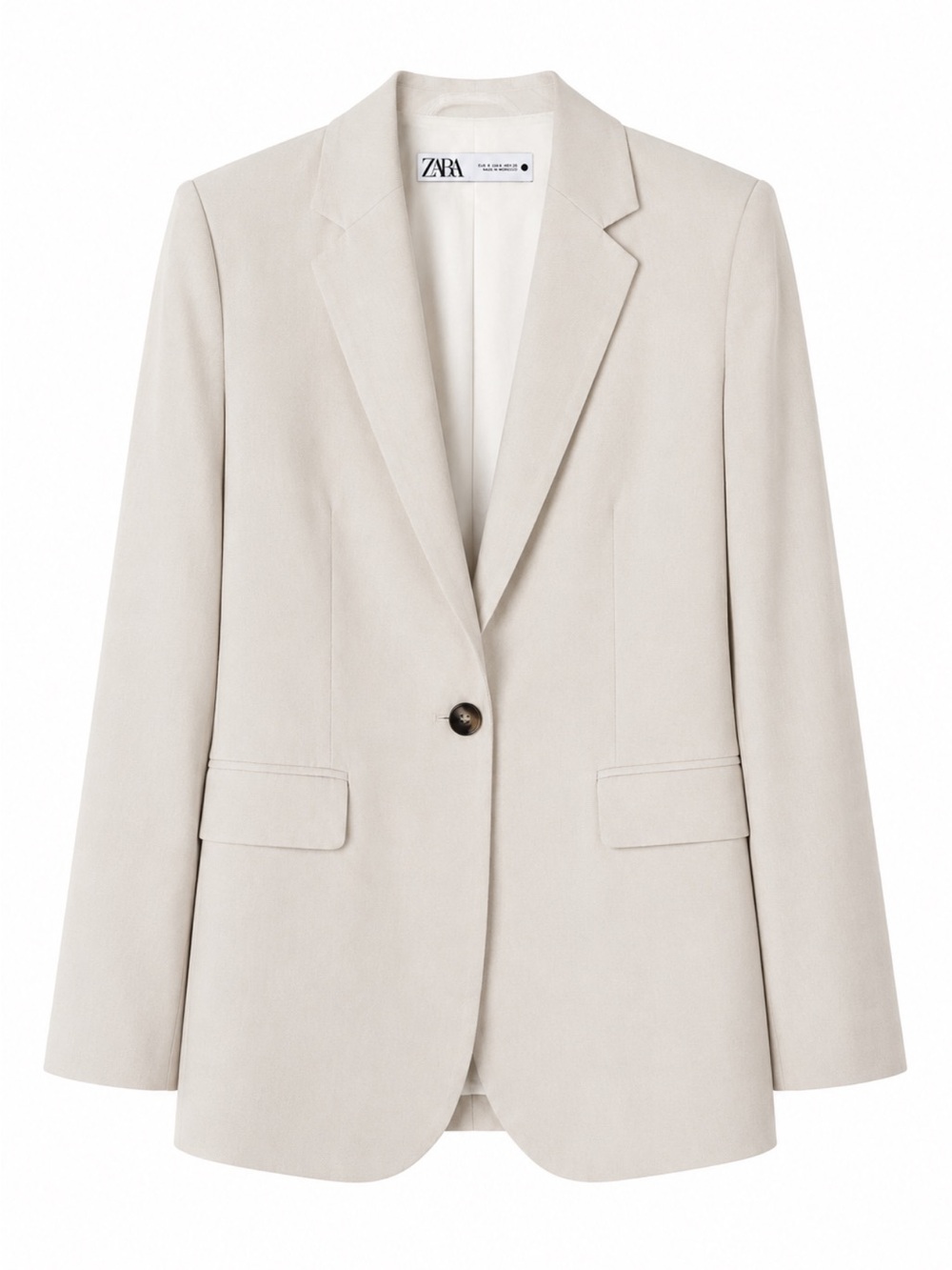 ZARA Beige One Button Blazer S Tailored Quiet Luxury Office Career Minimalist